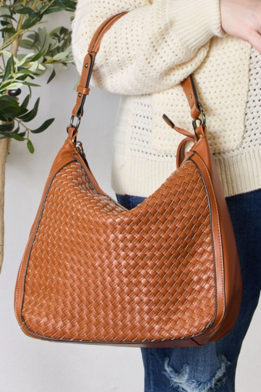 Woven Vegan Leather Handbag | handbag