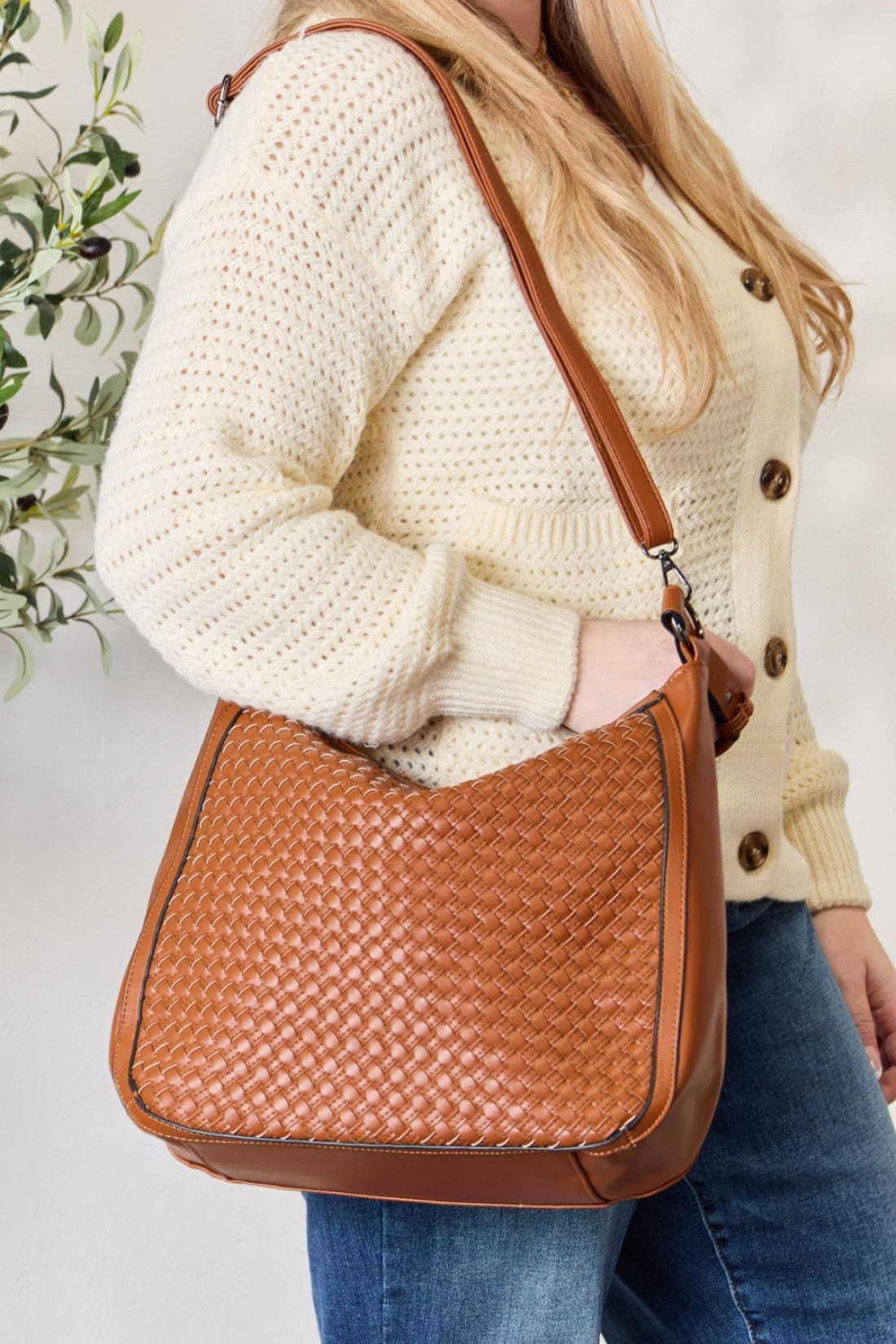 Woven Vegan Leather Handbag | handbag