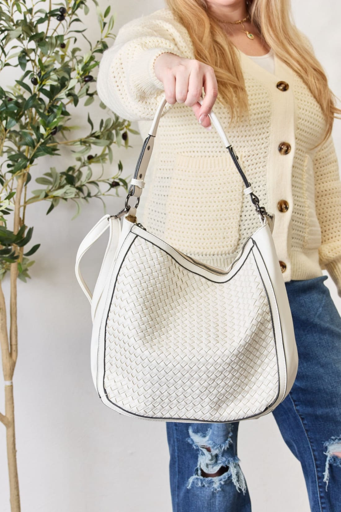 Woven Vegan Leather Handbag | handbag