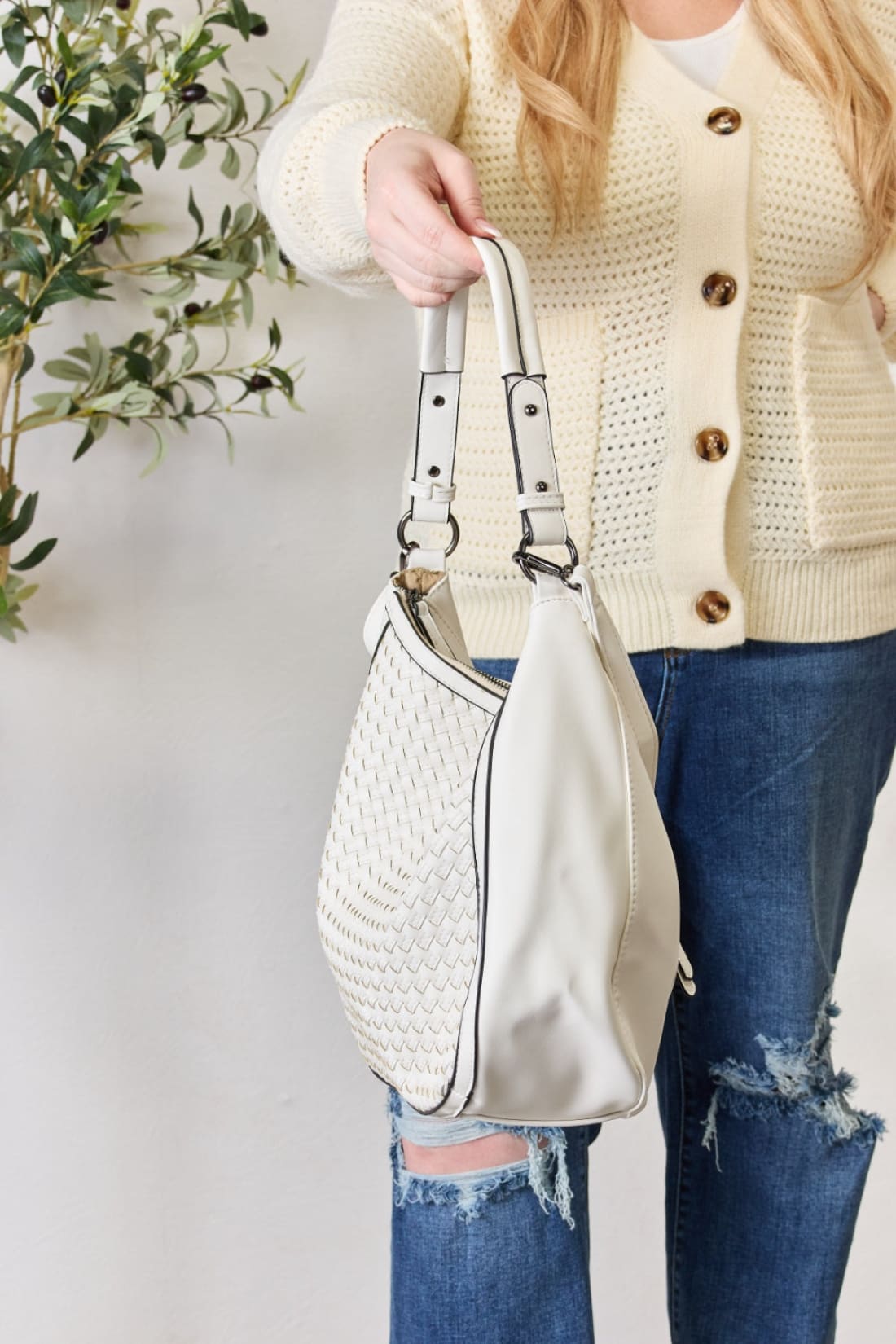 Woven Vegan Leather Handbag | handbag