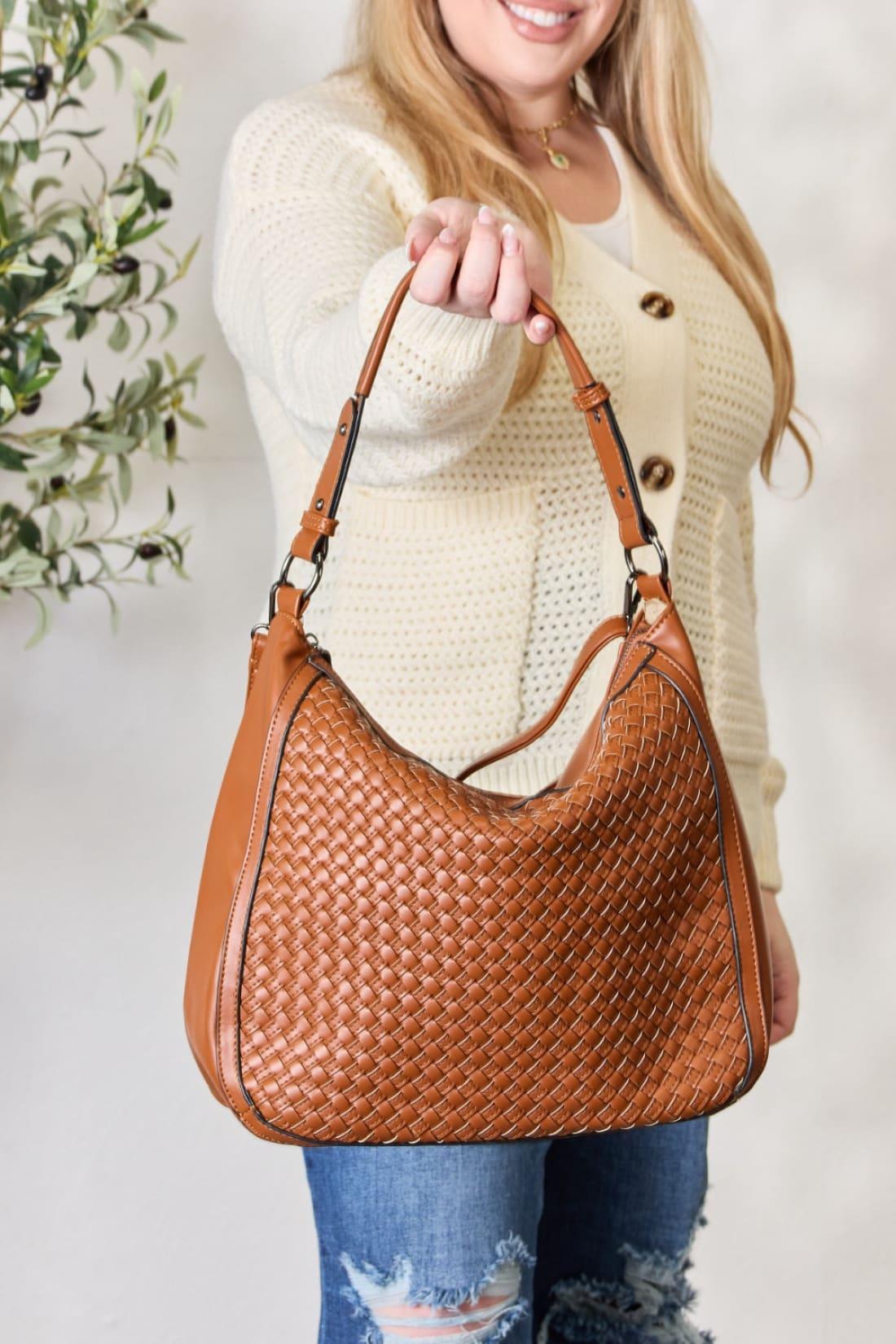 Woven Vegan Leather Handbag | handbag