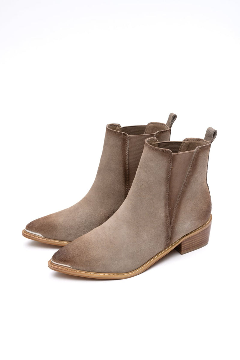Wylie Suede Ankle Boot in Taupe