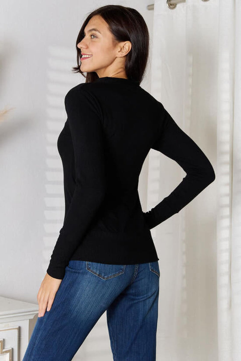 Zenana Full Size V - Neck Long Sleeve Cardigan