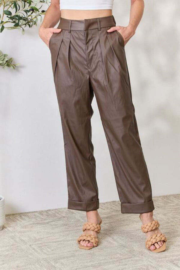 Zenana Leather Straight Pants | pants