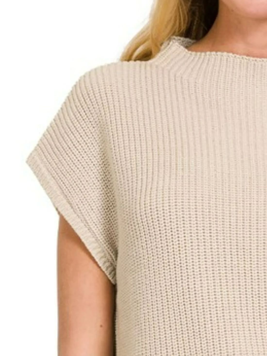 Zenana Mock Neck Short Sleeve Sweater