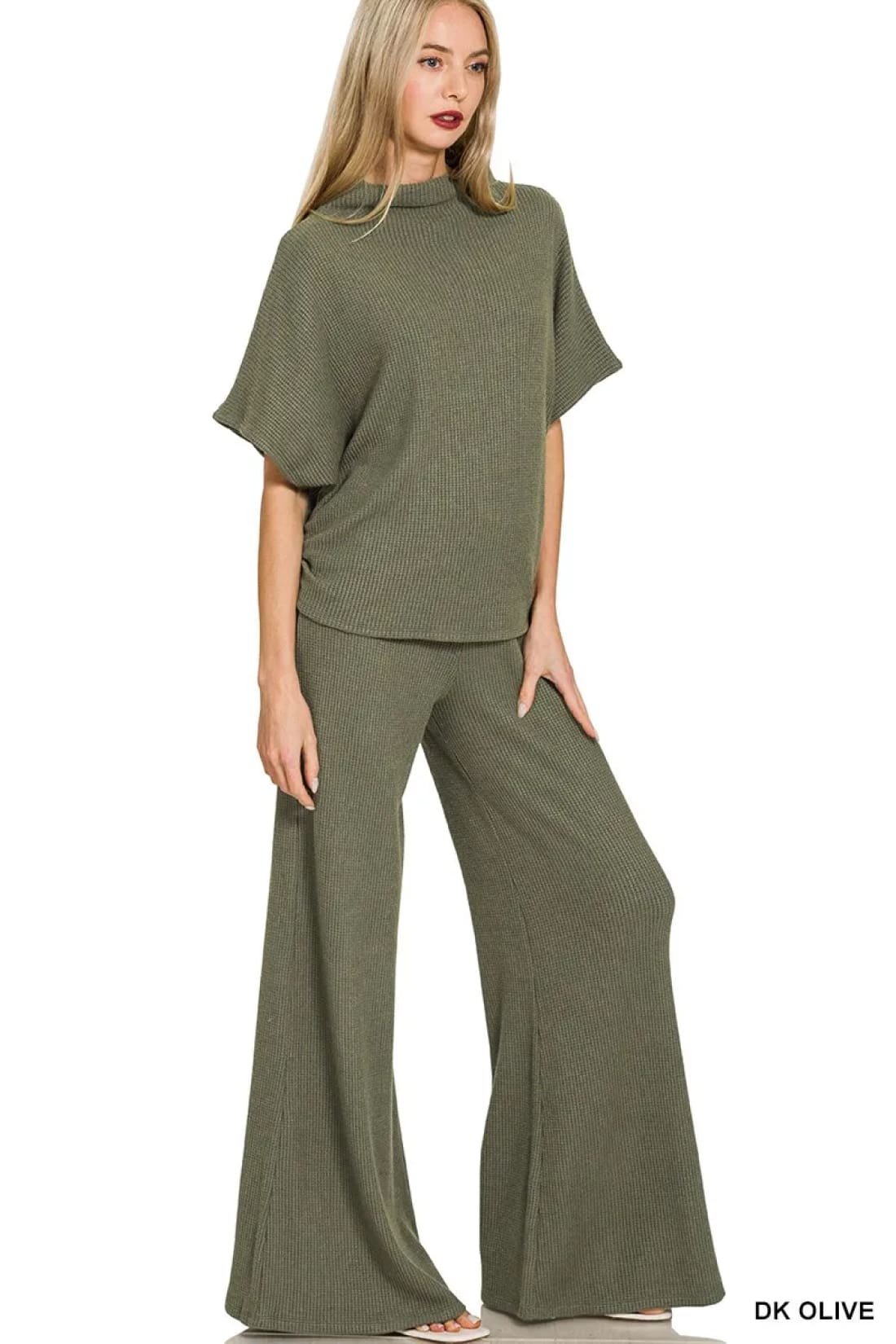 Zenana Mock Neck Top and Pants Sweater Set