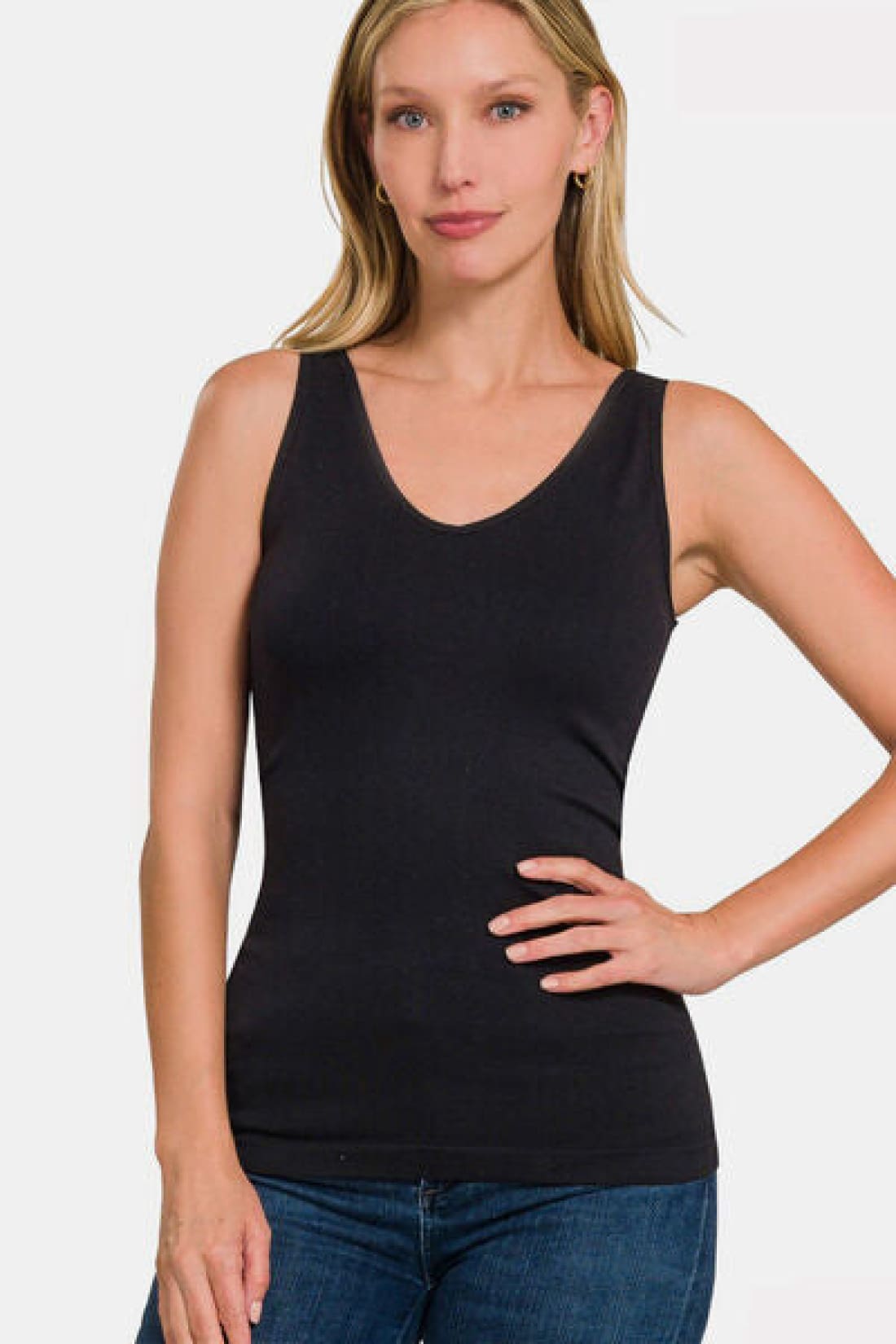 Zenana Round Neck Wide Strap Tank | Tank Tops