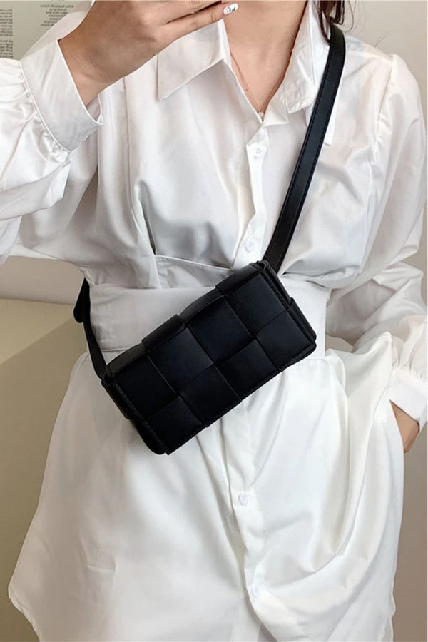 Zenana Vegan Leather Woven Crossbody Bag