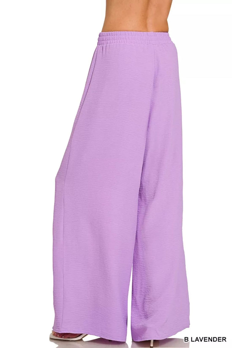 Zenana Woven Airflow Twisted Top & Wide Leg Pants Set