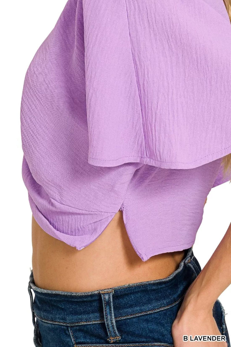Zenana Woven Airflow Twisted Top & Wide Leg Pants Set