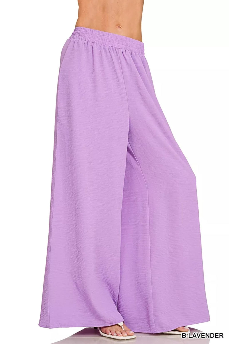 Zenana Woven Airflow Twisted Top & Wide Leg Pants Set