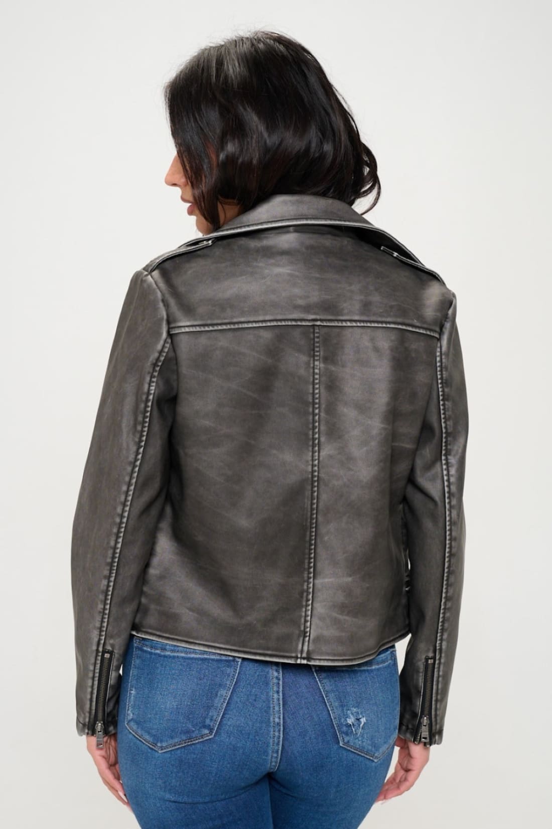 Zip Up Biker Jacket with Belt | Jackets & Coats