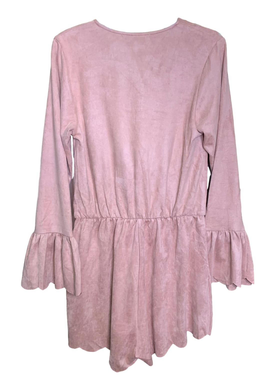 Angel Biba Blush Pink Faux Suede Bell Sleeve Playsuit Romper 10 AU 12