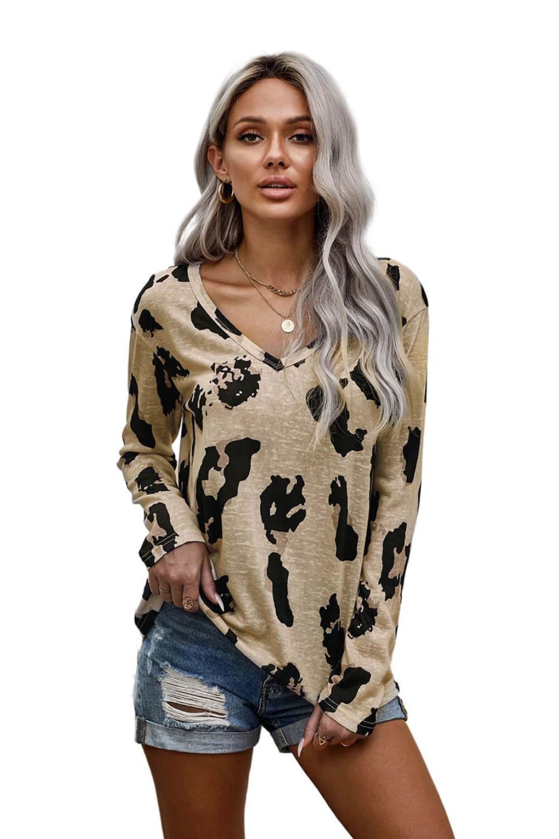 Lightweight Leopard Print Blouse | Long Sleeve Tops