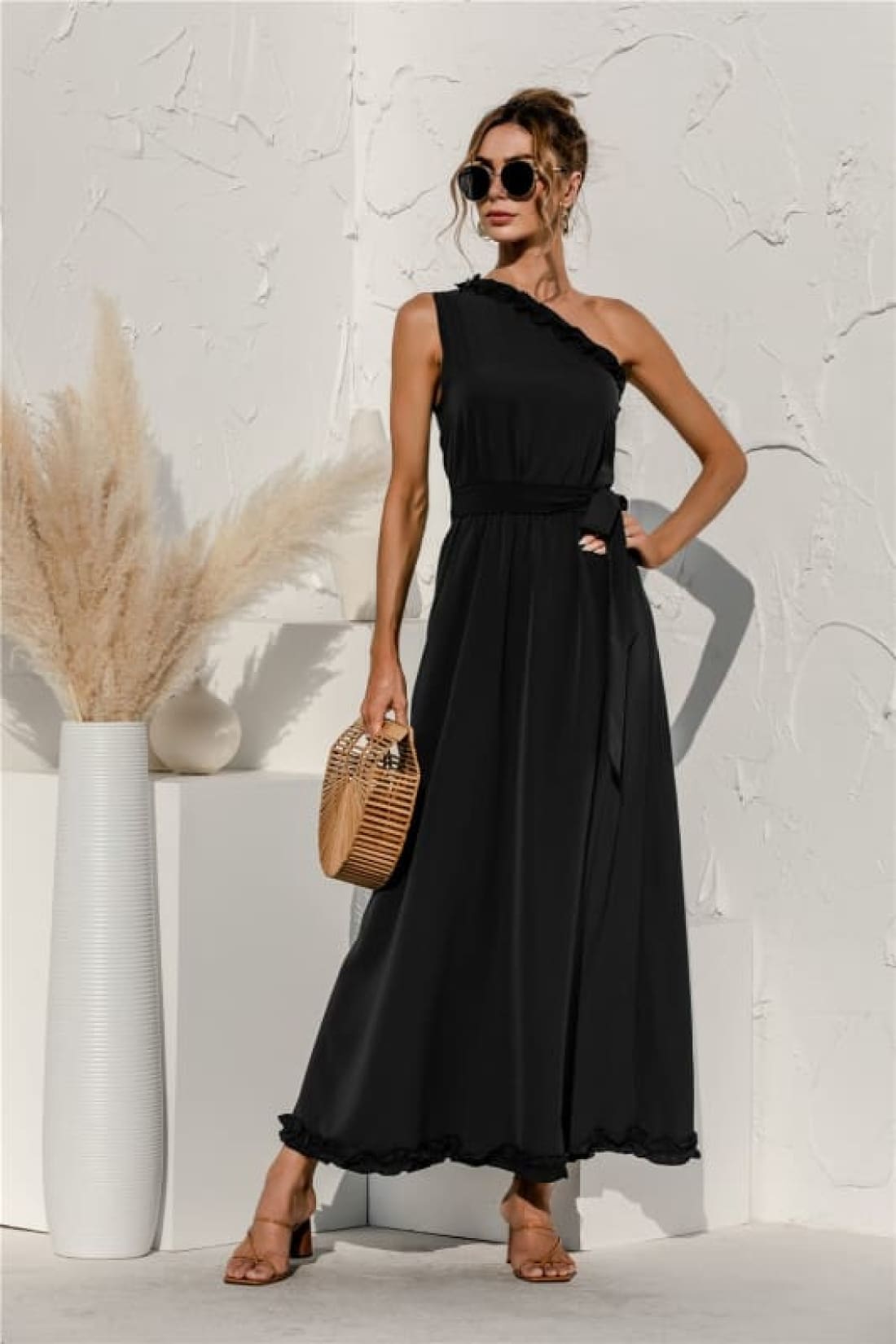 Asymmetrical One-Shoulder Maxi Dress - Limited Quantities