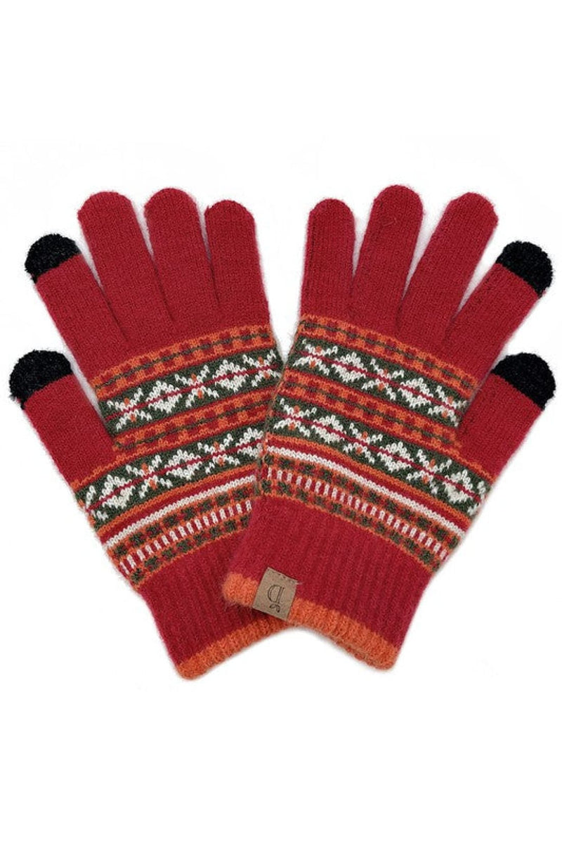 Aztec Patterned Knit Smart Touch Gloves | Gloves