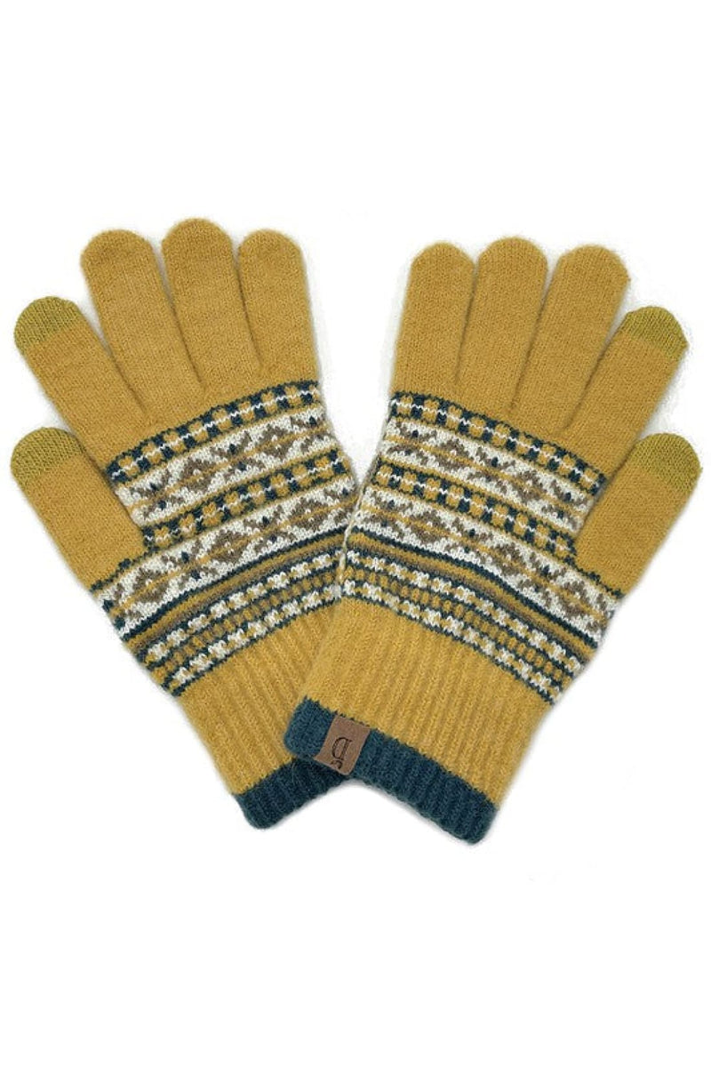 Aztec Patterned Knit Smart Touch Gloves | Gloves