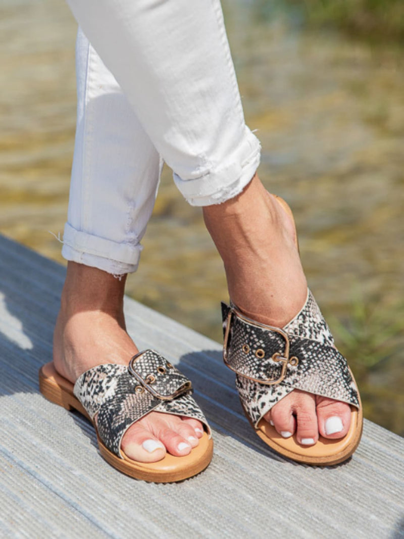 Babb 5 Taupe Combo Snake Sandals | SANDALS
