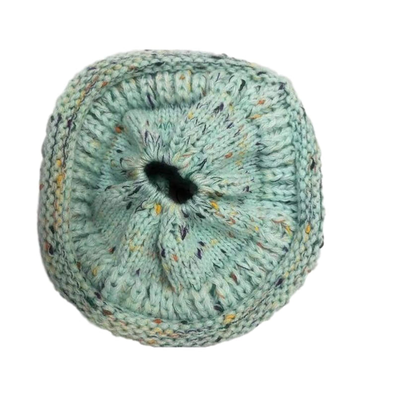 Boutique Fashion Knit Winter Ponytail Beanie - Confetti Mint