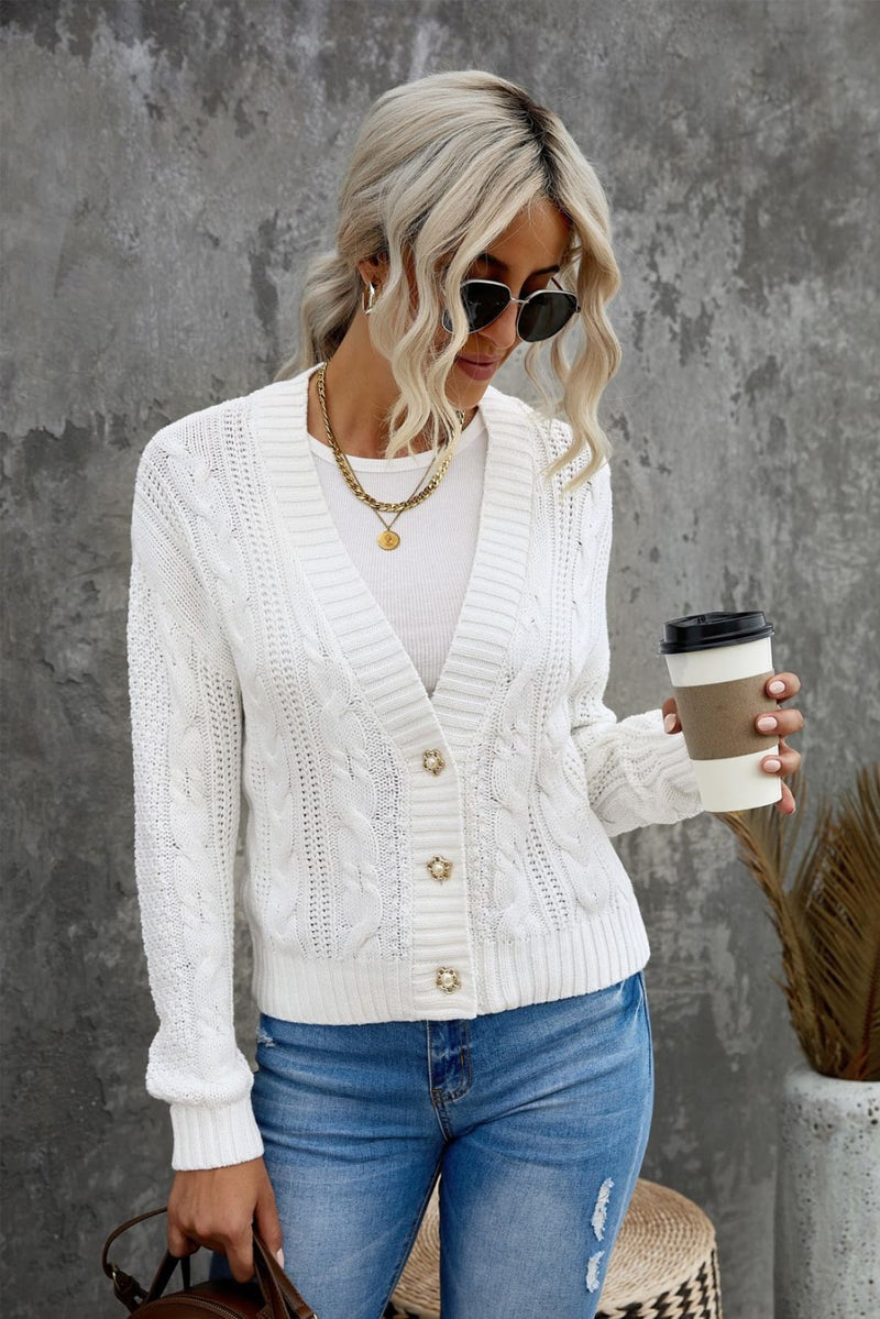 Buttons Weave Knit Cardigan