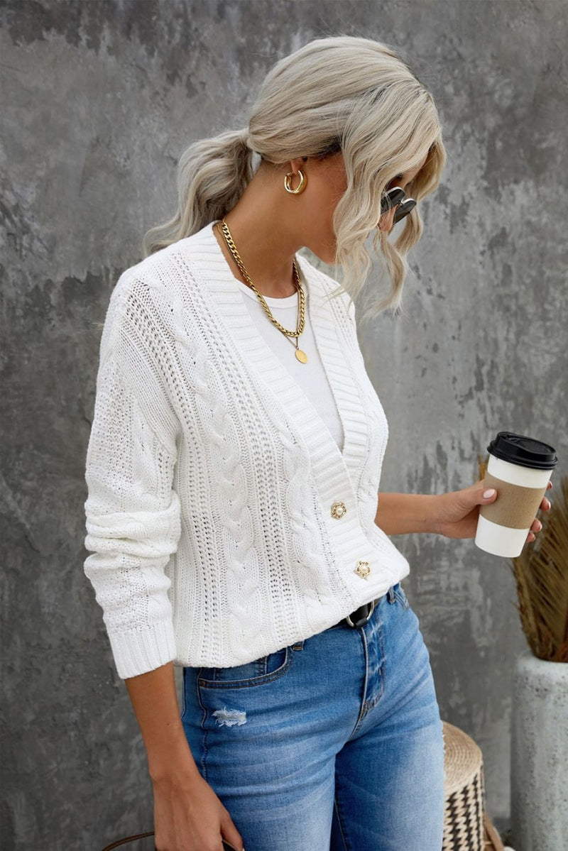 Buttons Weave Knit Cardigan