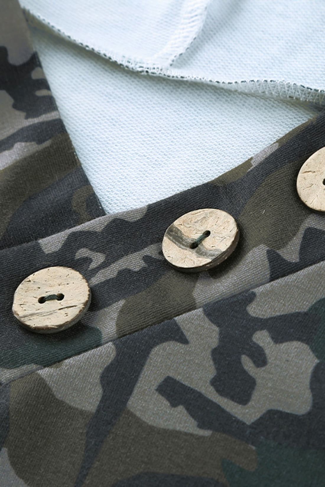 Hoodie w/ Button Detail - Green Camo - Sample Item 50% Off - Final Sale | Sweatshirts & Hoodies