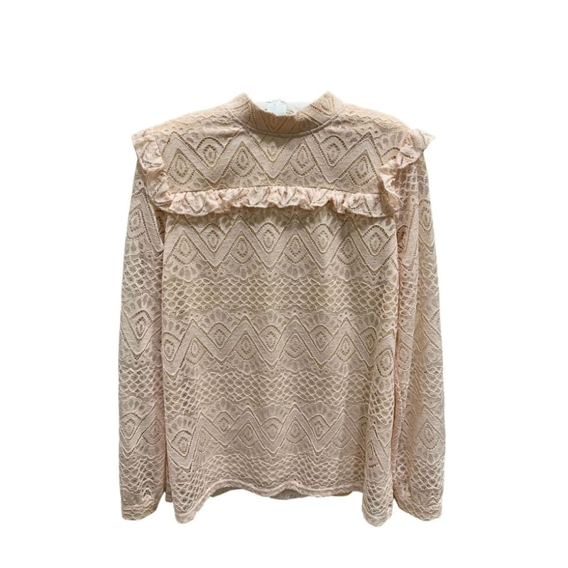 Chic Lace Ruffle-Shoulder Top in Blush