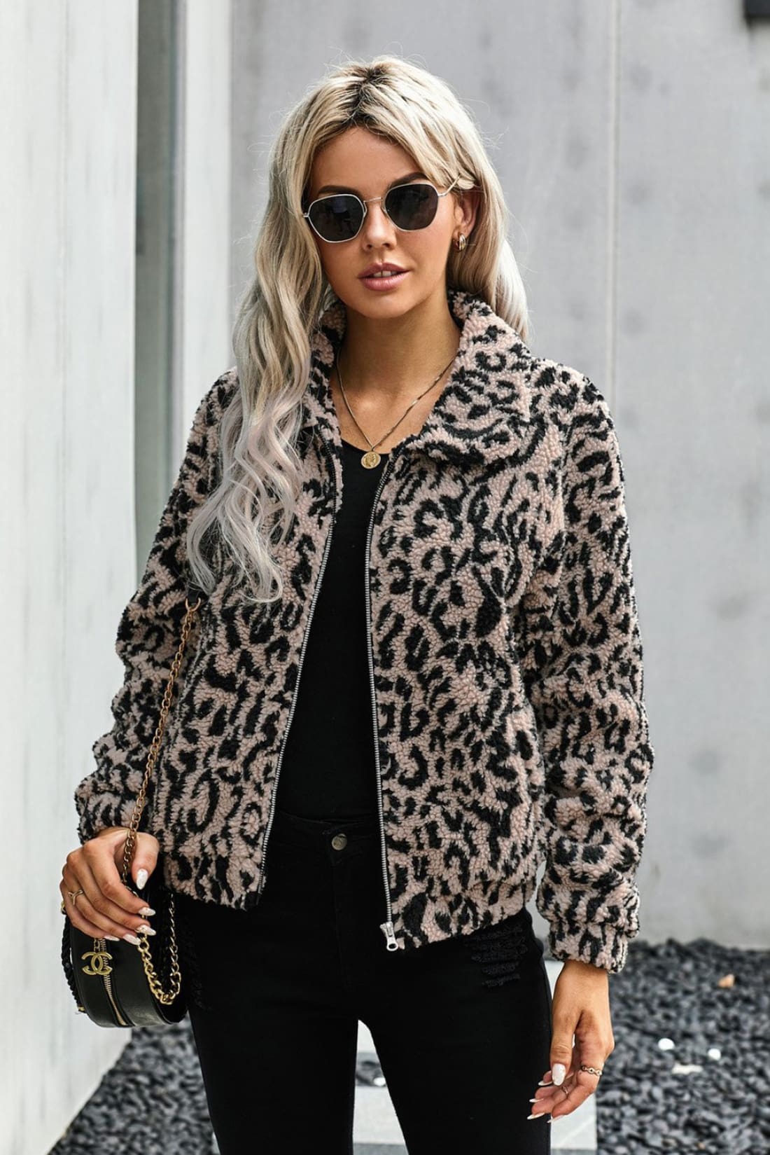 Chic Sherpa Jacket in Leopard - Sample 50% OFF | Jackets & Coats