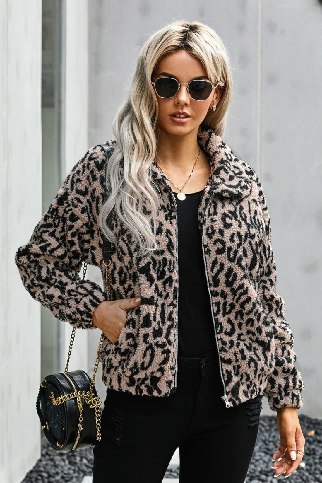 Chic Sherpa Jacket in Leopard - Sample 50% OFF | Jackets & Coats