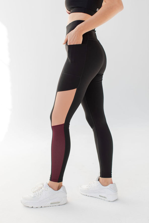 Color Block Leggings with Mesh Insert | leggings