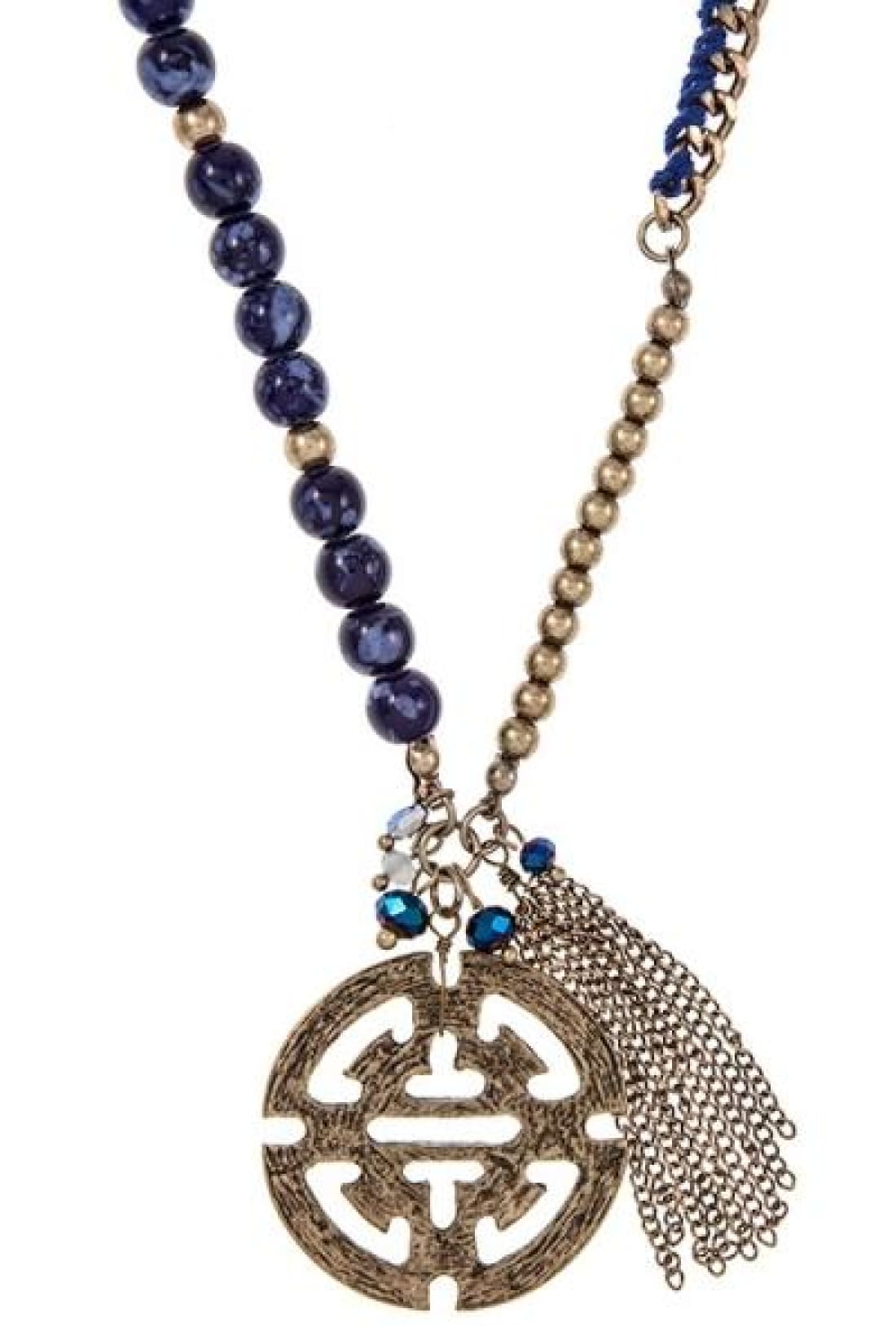 Fashion Boutique Antique Medallion Long Necklace Earrings Set