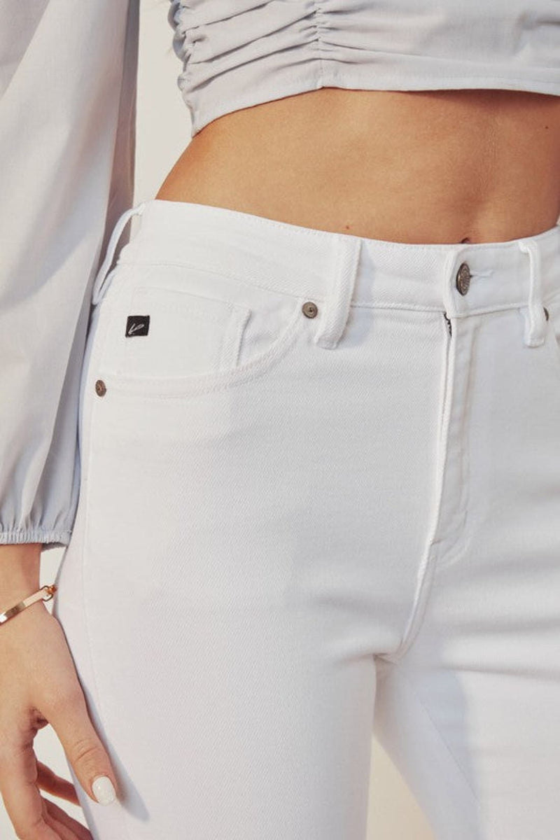 HIGH RISE ANKLE SKINNY WHITE JEANS
