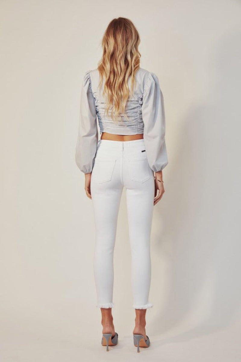 HIGH RISE ANKLE SKINNY WHITE JEANS