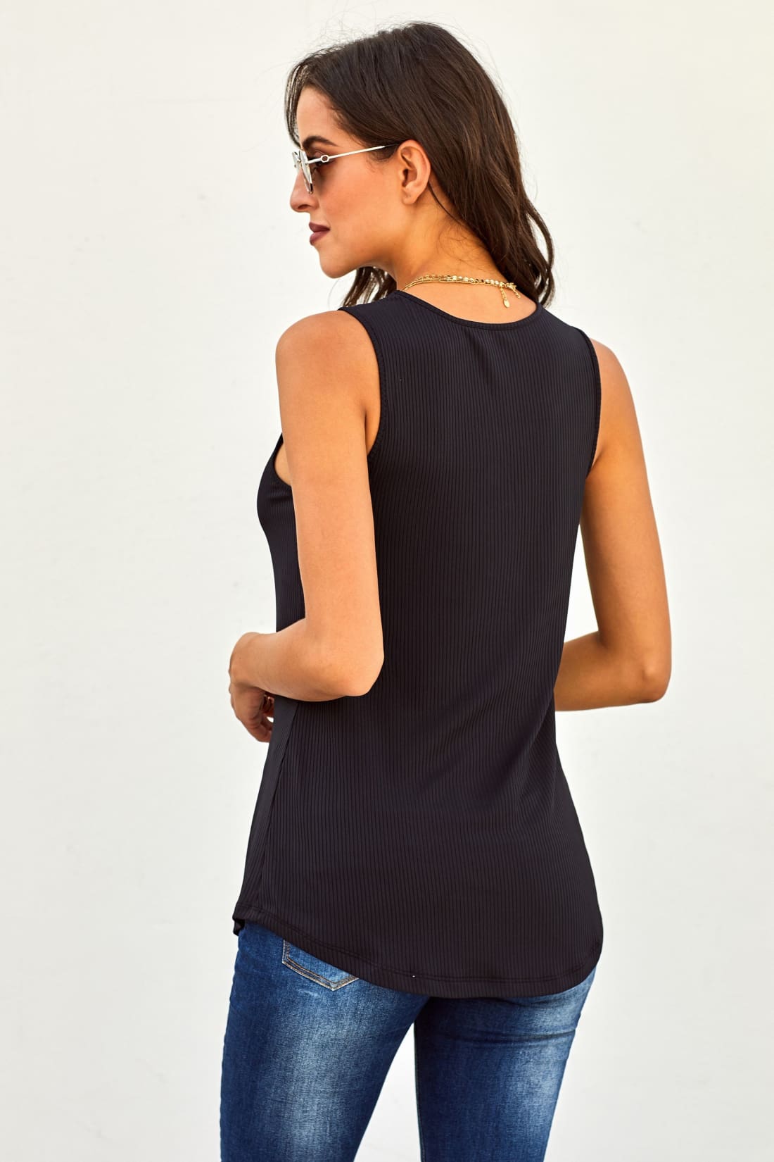 Khaki Just Say The Word 3 Button Tank Top