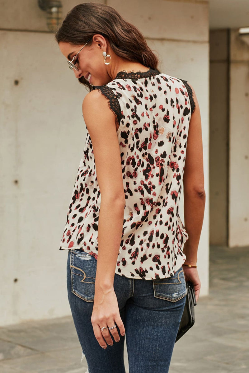 Lace Trimmed V-Neck Tank