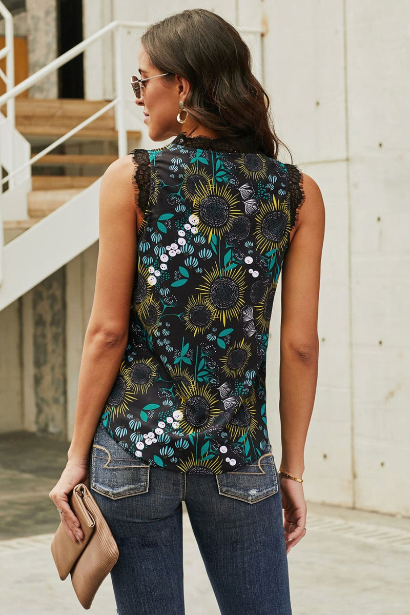 Lace Trimmed V-Neck Tank