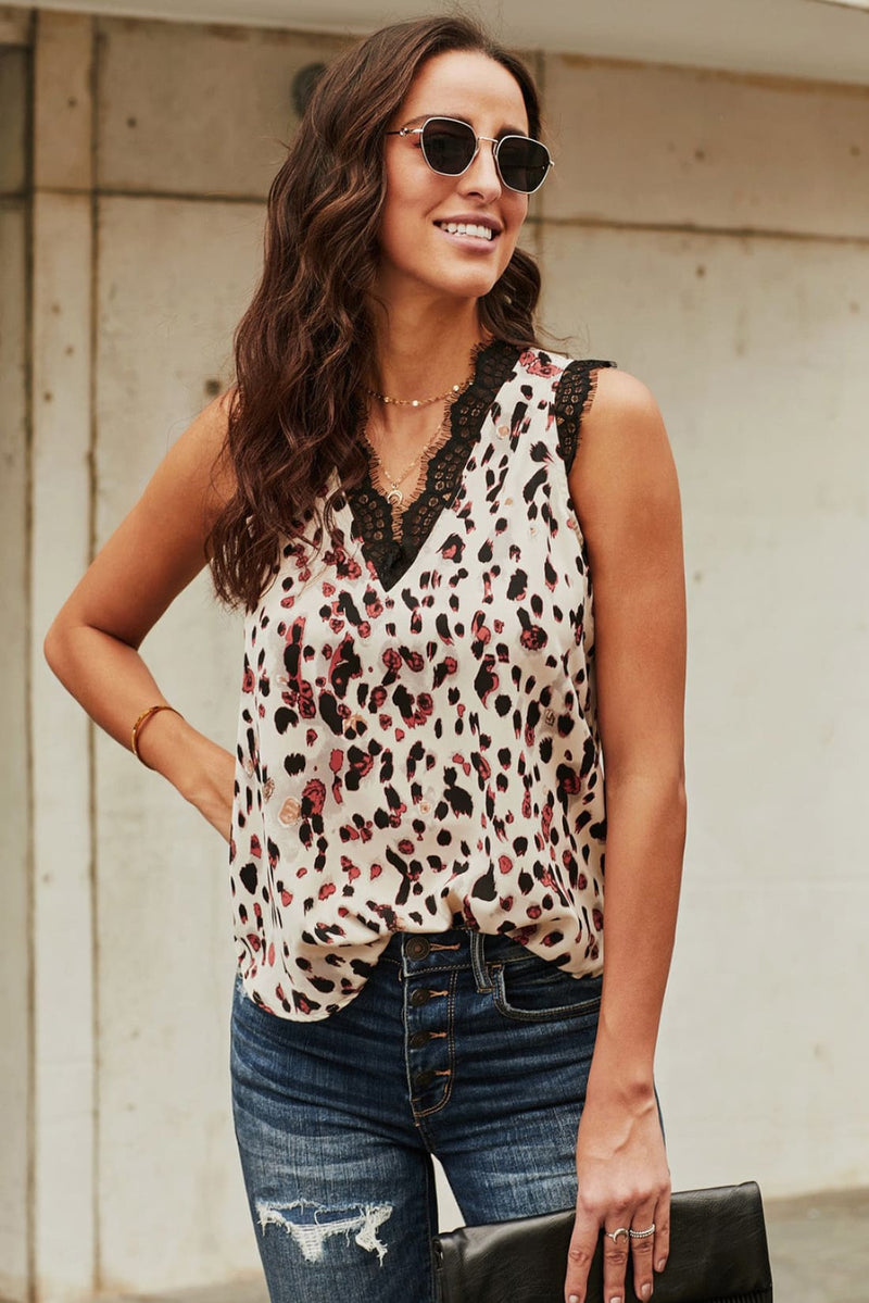 Lace Trimmed V-Neck Tank
