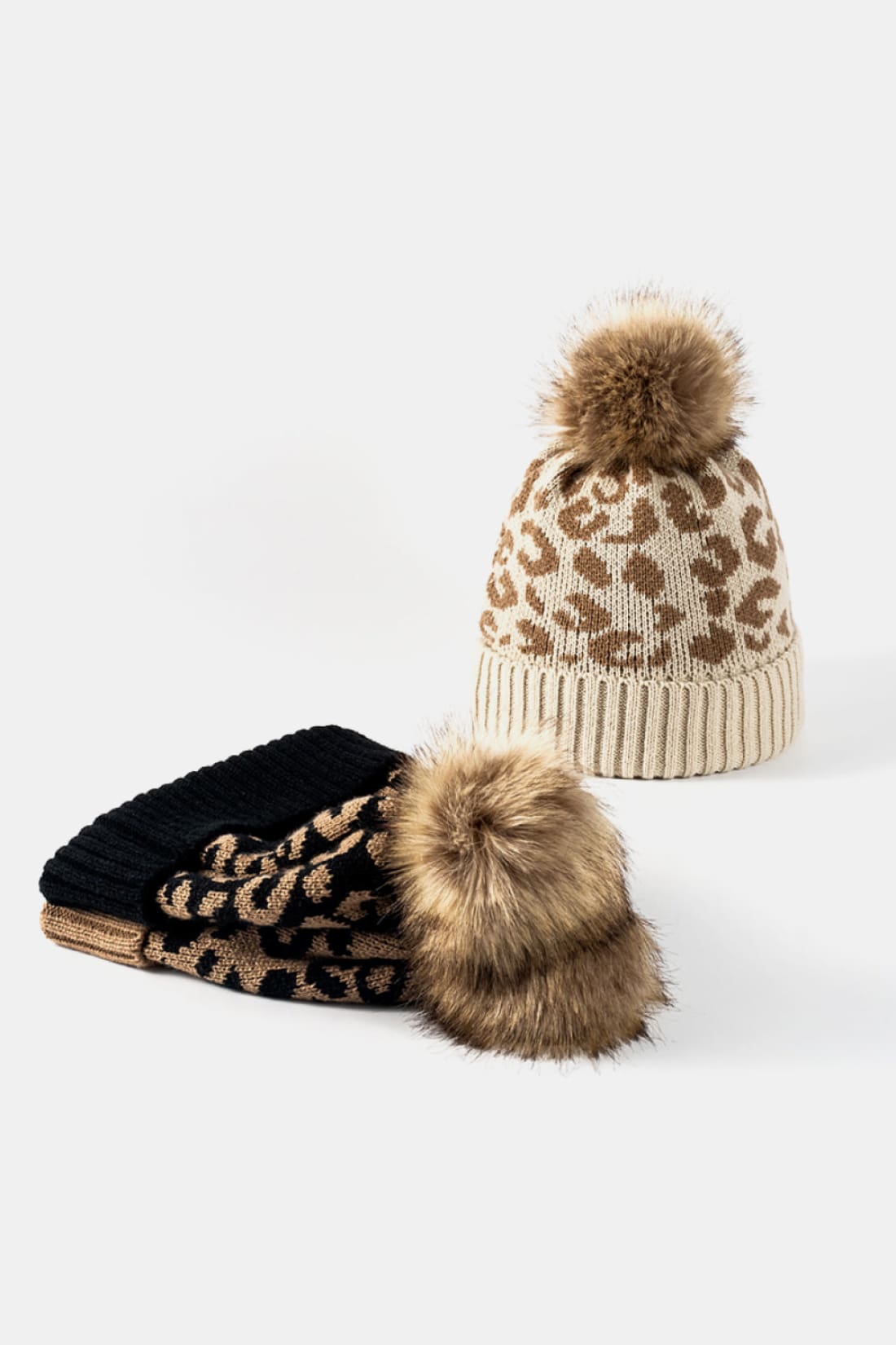 Leopard Pom-Pom Cuffed Beanie | women’s beanies