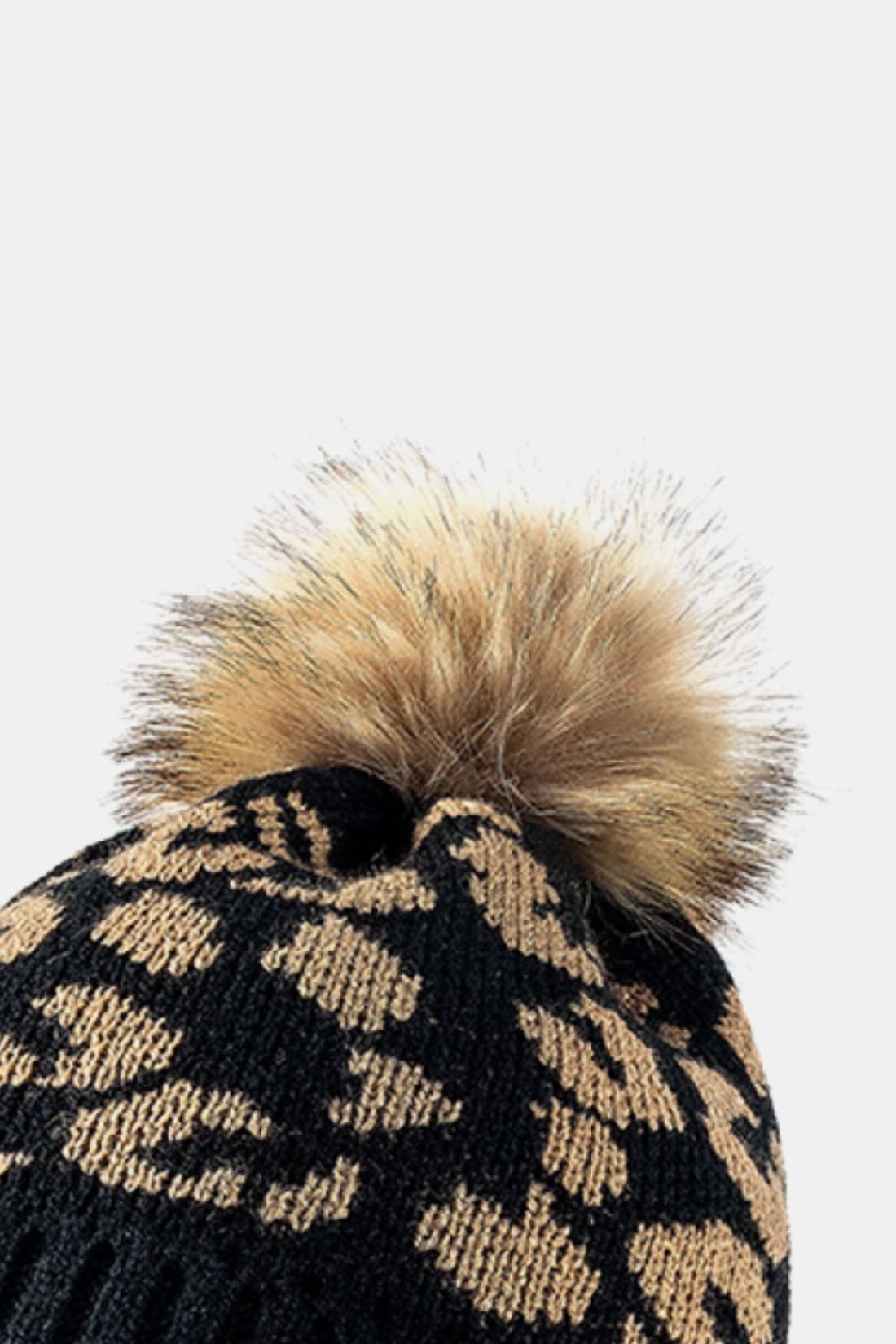 Leopard Pom-Pom Cuffed Beanie | women’s beanies