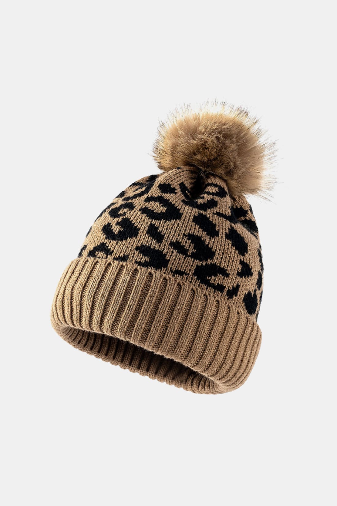 Leopard Pom-Pom Cuffed Beanie | women’s beanies