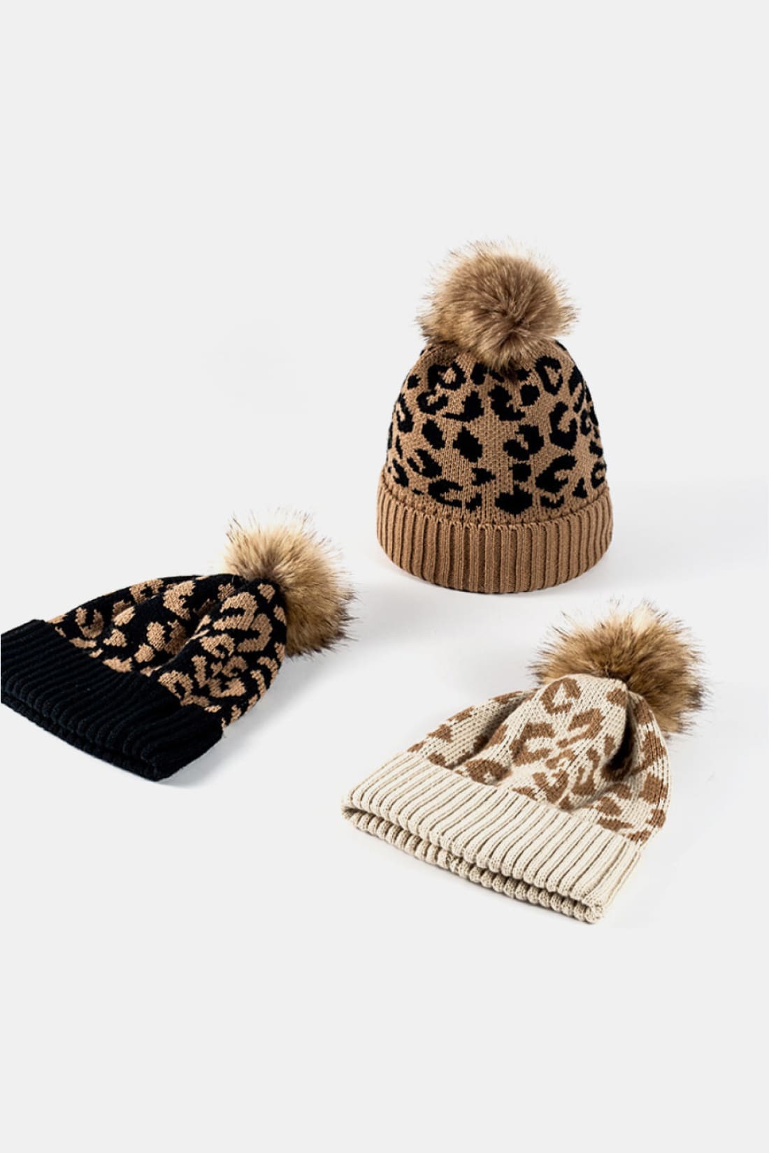 Leopard Pom-Pom Cuffed Beanie | women’s beanies