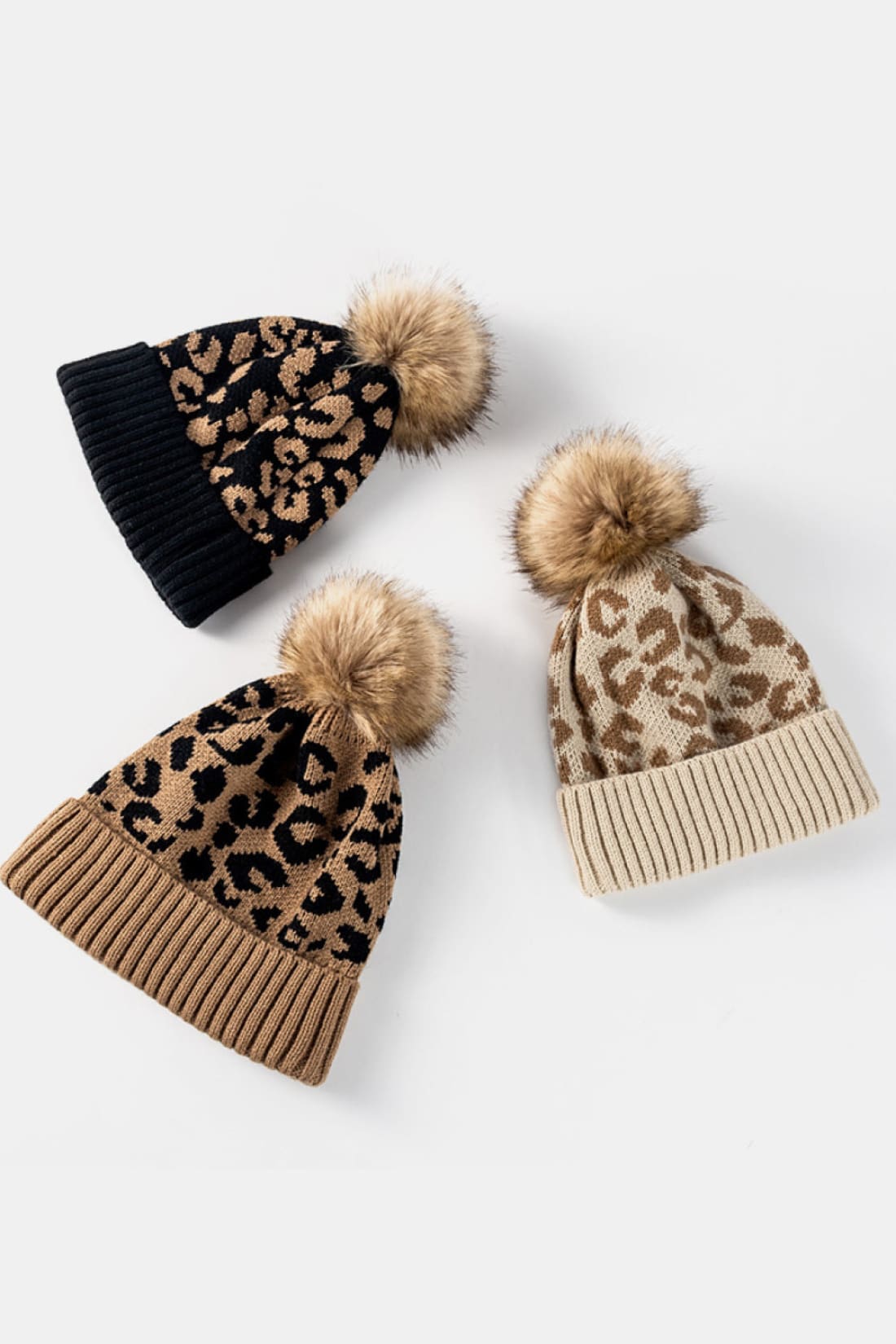 Leopard Pom-Pom Cuffed Beanie | women’s beanies