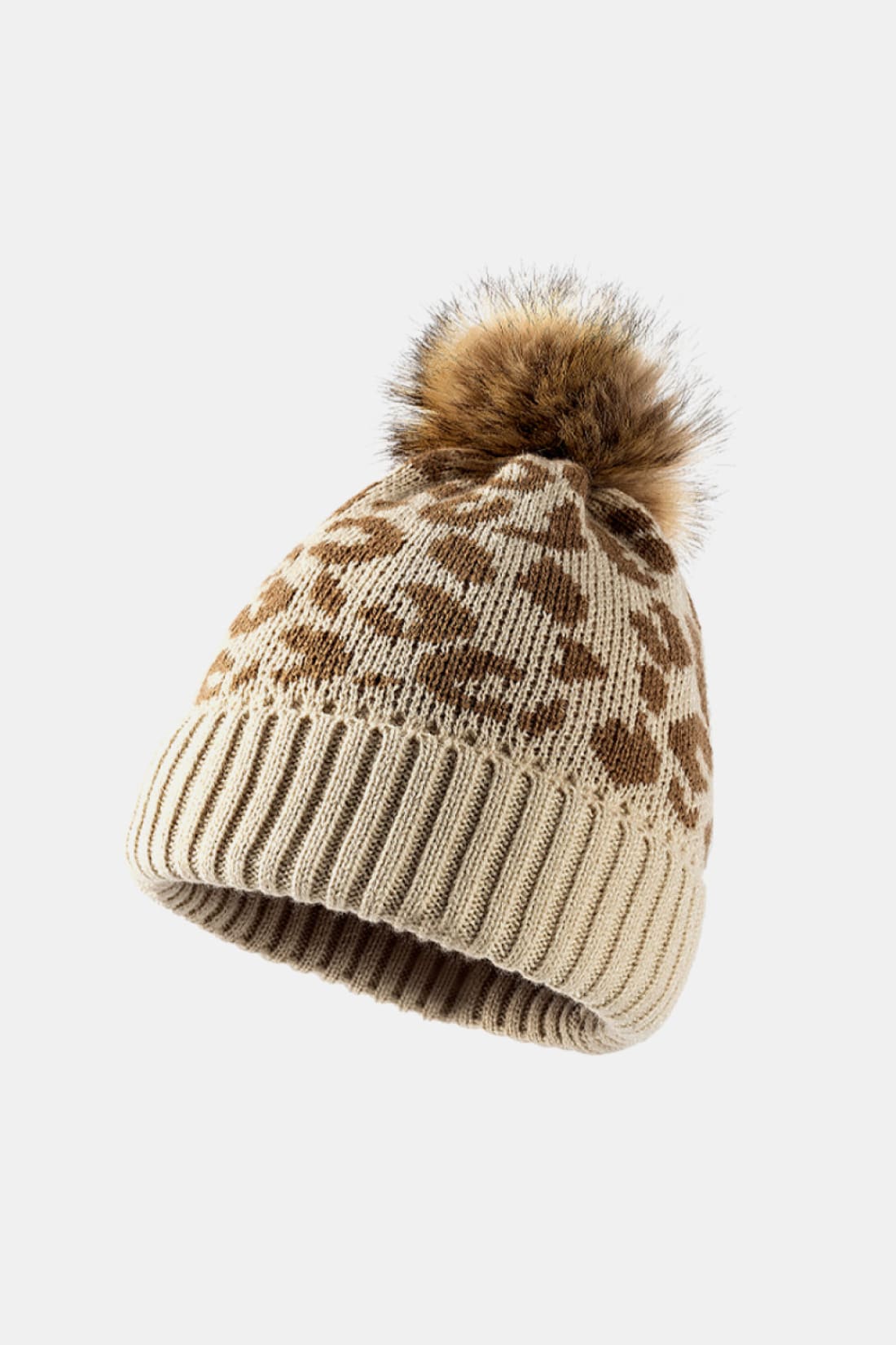 Leopard Pom-Pom Cuffed Beanie | women’s beanies