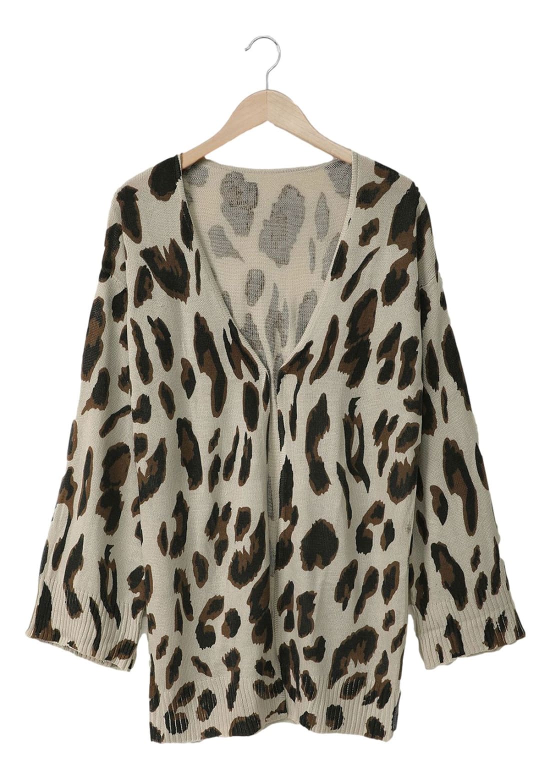 Lightweight Knit Bold Leopard Animal Print Long Oversized Cardigan Sweater for Skinny Jeans