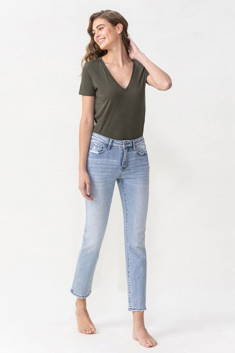 Lovervet Full Size Andrea Midrise Crop Straight Jeans | jeans