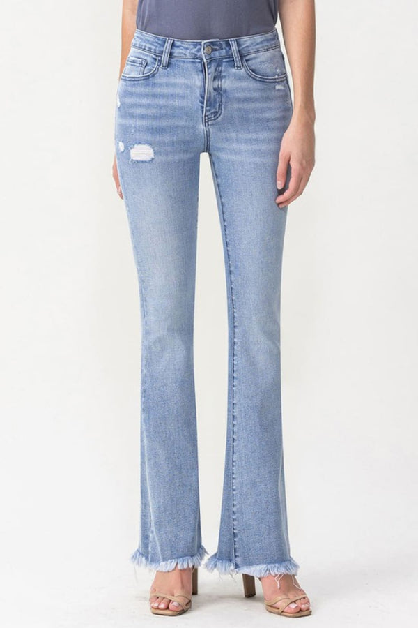 Lovervet Full Size Evie High Rise Fray Flare Jeans | jeans