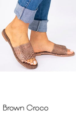 Mimi 4 Brown Croco Sandals | SANDALS
