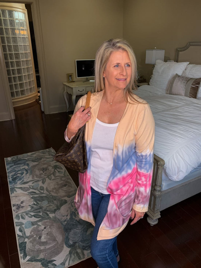 Monica Tie Dye Open Cardigan - Multi
