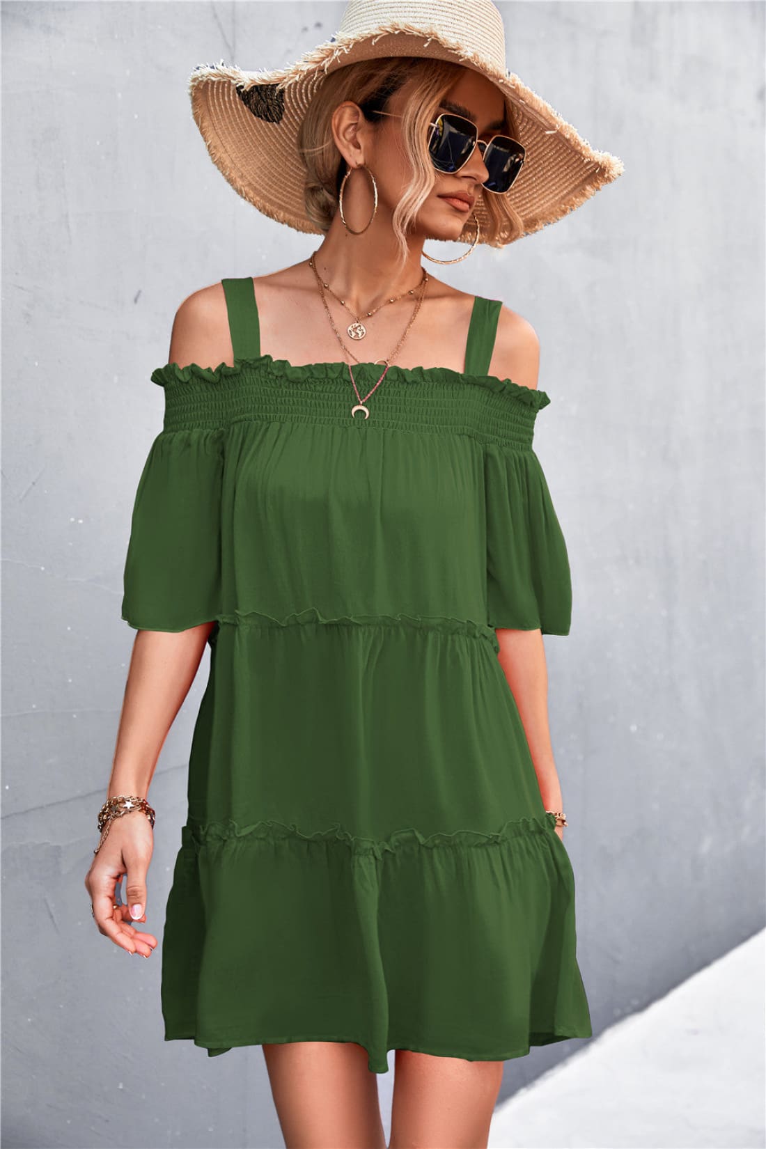 Off-Shoulder Ruffled Mini Dress - Limited Quantities