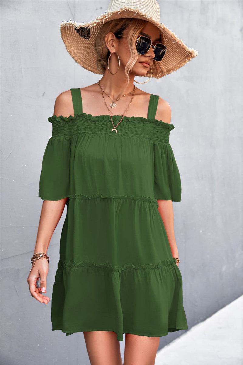 Off-Shoulder Ruffled Mini Dress - Limited Quantities